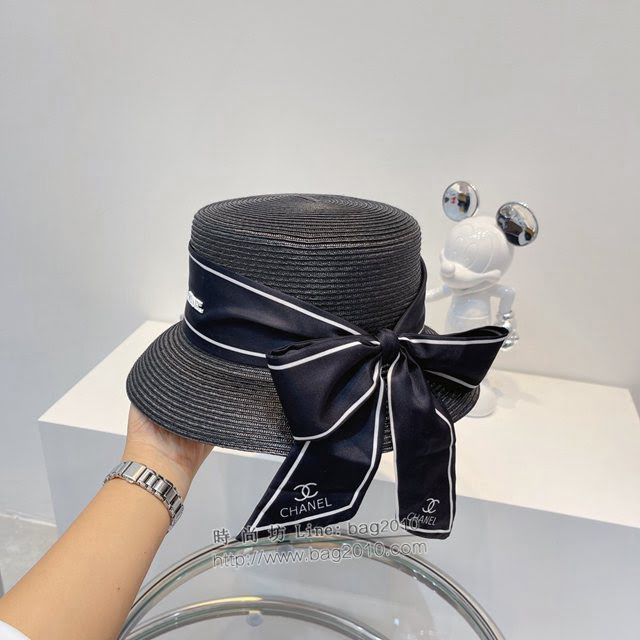 Chanel爆款女士帽子 香奈兒2021春夏新款度假冰絲小禮帽盆帽  mm1596